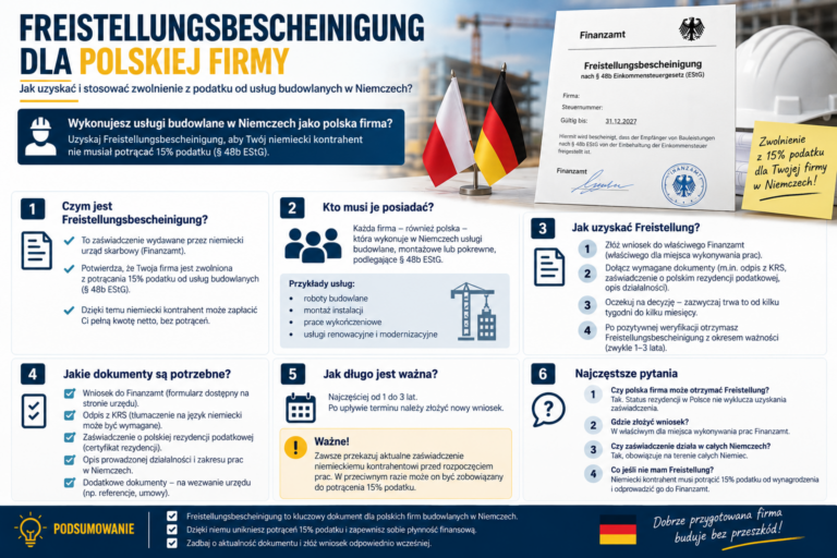 Freistellungsbescheinigung dla polskiej firmy – wymagania i dokumenty